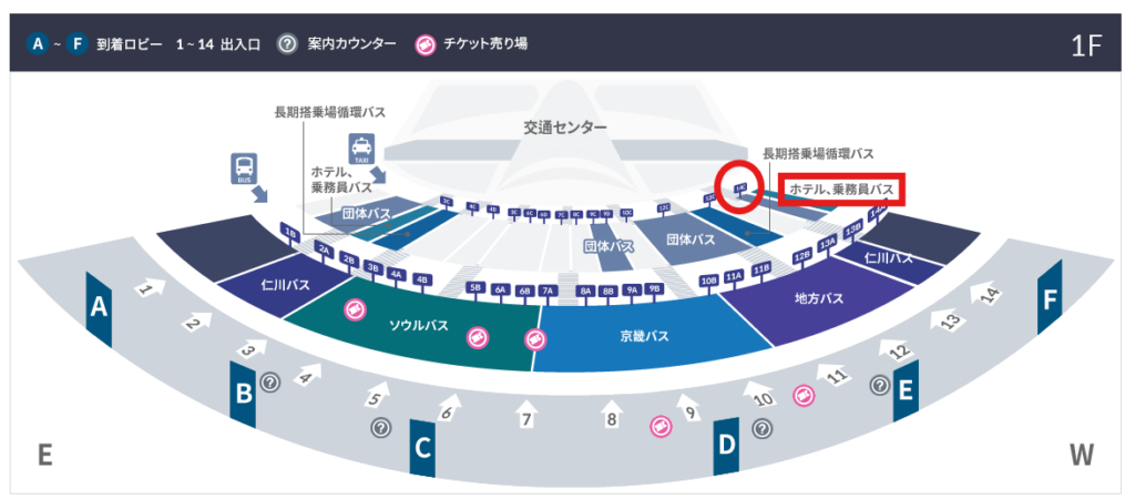 仁川空港　シャトルバス乗り場の地図